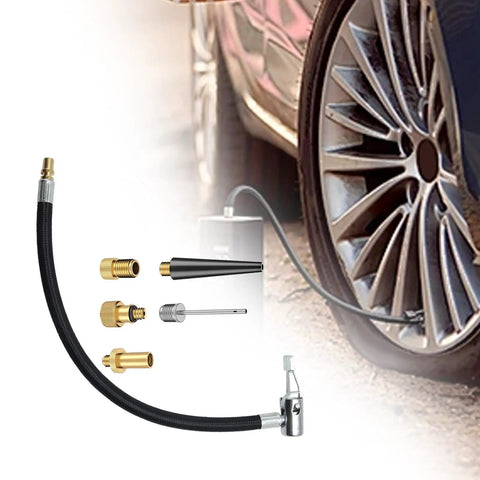 Heavy Duty Rubber And Copper Air Pump Extension Hose Fits Car Bike Tire Valve With Quick Connect Release Guarantees High Pressure Performance Without Deforming So You Can Fix Flat Tires Fast Using Pro Parts Reliable For Every Trip You Take Out. 30cm hose