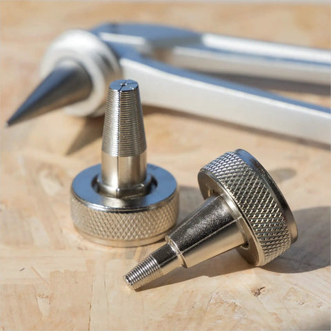 Close-up of expansion heads for PEX Expander Tool Kit With 1/2 Inch, 3/4 Inch And 1 Inch Expansion Heads For Uponor ProPex Expansion Sleeves