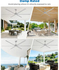 Massive 120 Inch HVLS Industrial Ceiling Fan With Remote Control And Heavy Duty Reversible DC Motor installed in outdoor patio areas