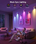 Modern Cube Wall Sconces With Adjustable Cable Distance And Smart RGBic LED Fixture That Hooks Up To Alexa For Chill Living Room Vibes, colorful lighting in a cozy living space with family.