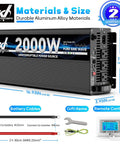 2000 Watt Sump Pump Backup Battery System With Automatic Switchover, Pure Sine Wave Output, Remote LCD Controller, and Battery Cables
