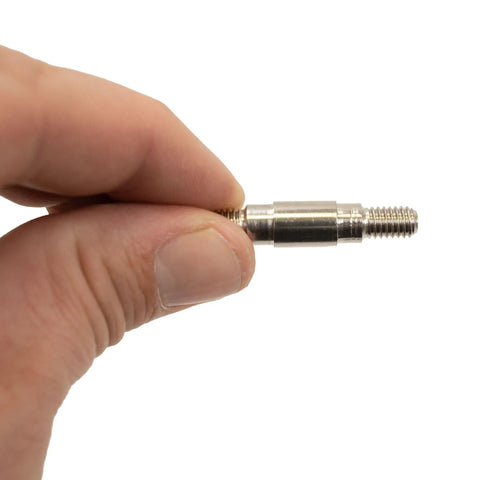 Six Millimeter Male To Adapter For Gulf Fixed Wing Slip Tip And Breakaway Detachable Conversion Kit held between fingers