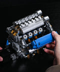 V8 Engine Model Kit That Runs Motorized Hands On Working Visible Engine With Chain And Cylinder Linkage For Adults Stem Mechanical Building Toy Gift For Car Enthusiasts, ABS bricks in hand