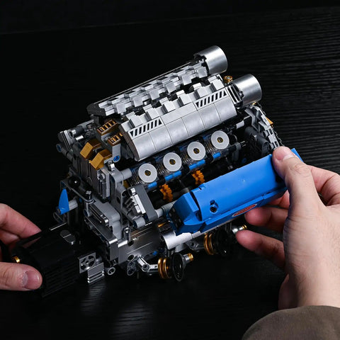V8 Engine Model Kit That Runs Motorized Hands On Working Visible Engine With Chain And Cylinder Linkage For Adults Stem Mechanical Building Toy Gift For Car Enthusiasts, ABS bricks in hand