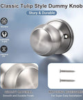2 Pack Brushed Nickel Dummy Door Knobs With Single Sided Handles For Closets And Pantries, Satin Nickel One Side No Latch Non Turning Interior Push Pull Knob For French Double Doors, brushed finish