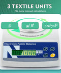 Digital Fabric GSM Scale 1000g With 3 Textile Units G, G/m², Oz/Yd², 110V Pro-Grade Weight Balance for Textiles Display