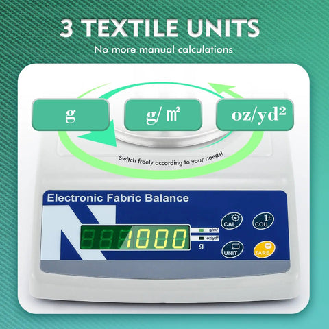 Digital Fabric GSM Scale 1000g With 3 Textile Units G, G/m², Oz/Yd², 110V Pro-Grade Weight Balance for Textiles Display