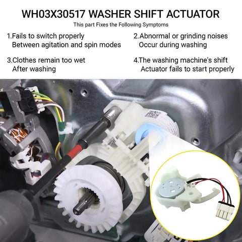 Washer Shift Actuator and Washing Machine Clutch Replacement Kit for GE GTW335ASN2WW GTW465ASN2WW GTW500ASN1WS GTW540ASP1WS, installed on washer