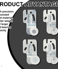 4 Pcs Sliding Closet Door Roller Kit For Top Hung Bypass Wardrobe Wheels Hardware Compatible With Doors shown in galvanized steel