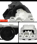 Heavy Duty Built Tough Engine Motor And Transmission Mount Kit With Torque Strut Replacement For Buick Encore 1.4L Chevy Trax Automatic close-up view of engine mount with black and silver finish.