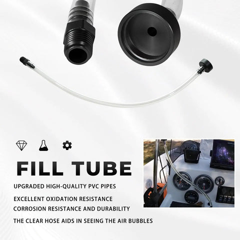 Pro-Grade Boat Bleed And Filler Kit For Hydraulic Steering Systems, Seastar Compatible, fill tube with PVC pipe features and boat setup