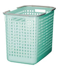 Mint blue portable large basket with movable handles for kitchen laundry bathroom kids room waterproof sturdy plastic tote.