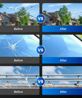 Before and after images of using DIY Windshield Crack Repair Kit For All Weather Performance And Quick Fix Glass Repair Tools