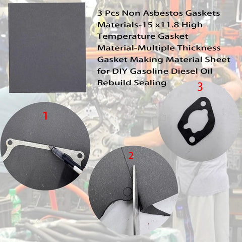 DVBB gasket material sheet, non-asbestos, high-temperature, 15 x 11.8 in, 3-pack