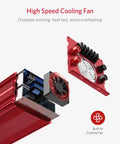 Heavy Duty 2000W Power Inverter DC To AC Converter showing internal high-speed cooling fan and components to prevent overheating.
