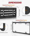 Stainless Steel License Plate Bracket And Frame Kit For Front Bumper Universal Fit 6x12 Inch Plate Holder dimensions