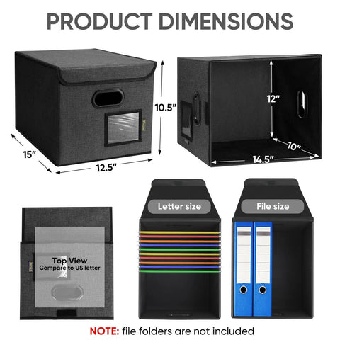 Collapsible File Organizer Box With Lid Featuring Slick Glide Rails For Letter Size Documents Made From Sturdy Polyester To Keep Your Desk Files Nifty And Totally Legit Neat