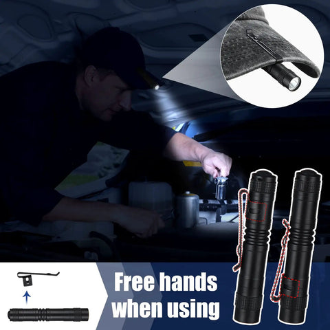 20 Pack Mini Pen Light LED Flashlights With Clip Pocket Size Slim Handheld Torches 3.54 Inch Black Battery Not Included shown in use