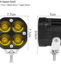 Beefy Yellow 3 Inch 40W LED Pods Lights For Off Road Driving 12V 24V Spot Cube Light Bar dimensions front and side view