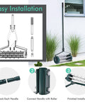 Easy installation guide for Rolling Lawn Aerator 18 Inch Rotary Push Tine Spike Soil Aerator with 3 piece long steel handle.
