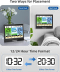 Wireless Indoor Outdoor Weather Station with Thermometer Hygrometer Dew Point and Heat Index Touchscreen LCD Display