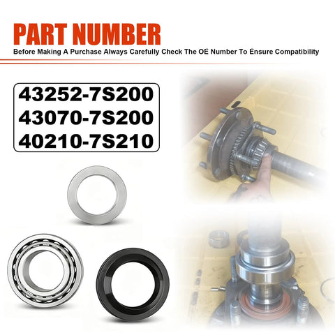 Rear Axle Shaft Wheel Bearing Inner Spacer and Oil Differential Seal Kit for Titan 2004-2007, Frontier 2005-2017, Xterra 2006-2015