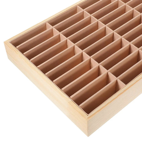 Kick Clutter To The Curb With This Premium Wooden Jewelry Tray featuring forty velvet lined compartments perfectly arranged.