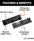 RV Entry Door Friction Hinge Kit Pack Of 2 For Fifth Wheel Travel Trailer And Motorhome Easy DIY Install shown with features