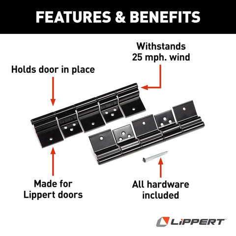 RV Entry Door Friction Hinge Kit Pack Of 2 For Fifth Wheel Travel Trailer And Motorhome Easy DIY Install shown with features