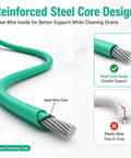 40 Inch Flexible Bathroom Drain Hair Remover With Rotating Handle Reinforced Steel Drain Snake revealing steel core design for enhanced support.