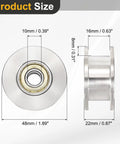 Heavy Duty H Groove Pulley Wheel 10X48X6MM Sleek 201 Stainless Steel Cable Reel dimensions graphic showing sizes.