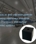 Heavy Duty Rubber Anti Vibration And Shock Absorbing Pads 4 Pack with Grid Texture next to industrial machinery