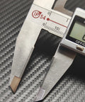 Close-up of Go-To Carbide-Tipped Calipers With Stainless Steel Body displaying inch readout on LCD screen