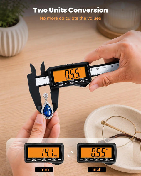 No Fuss Six Inch Digital Caliper With Quick Charge Rechargeable Battery And Bright Orange Panel Delivered For Epic Diy Projects Smooth Shop Work And Straight Up Home Fixes Always Ready