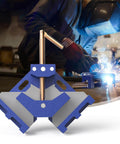 Heavy Duty Cast Iron Welder's Angle Clamp For Precise 90 Degree Joints in use during welding