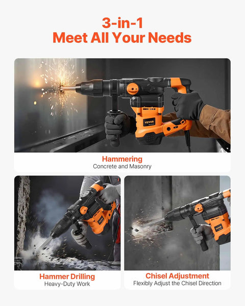 Beefy SDS-Max Rotary Hammer Drill with 1-9/16 Inch Capacity used for concrete and masonry in action.