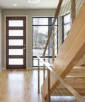 Modern interior with wooden staircase featuring 600 Foot Deck Railing Cable Kit One Eighth Inch Diameter Stainless Steel T316 7x7 Wire Outdoor Railing Hardware Built To Last Rustproof And Heavy Duty Easy Install For Balconies And Decks