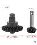 Beefed Up Overdrive Diff Gear Set 8T-24T for Axial SCX10 II III PRO AR44 AR45 Axles, CNC machined steel, dimensions shown