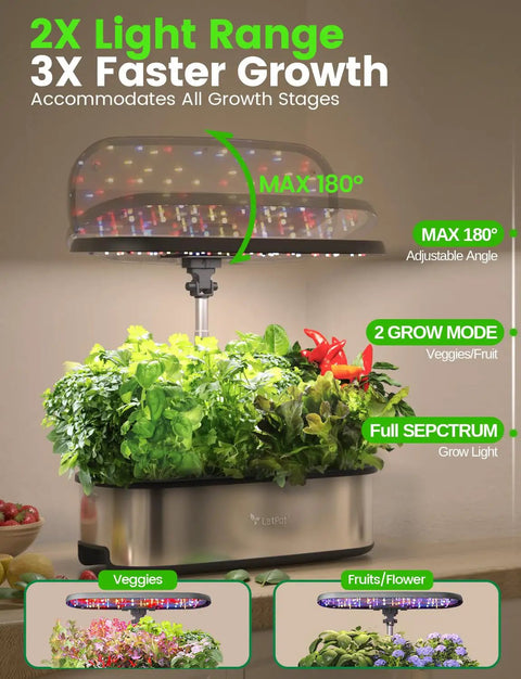 Smart Indoor Hydroponic Garden System With 12 Pods App And WiFi Control Dope 24W LED Grow Light 5.5L Water Tank Pump System