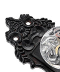 Close-up of Two Piece Vintage Cabinet Pull Drawer Knob Set With Clear Resin Knob Distressed Pewter Finish Old School Retro Appeal
