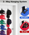 Door Hat Rack With Two Way Hanging And Display Hooks For Baseball Caps Over The Door Hat Organizer On White Door