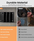 Comparison of Beefy Black Metal Flat Brace Set 16 Pcs with 64 Stainless Steel Screws and rusted metal brackets for wood fixing.