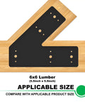 Beefy Heavy Duty 4 Pack 45 Degree Steel Pergola Brackets For Wood Beams 4x4 And 6x6 Lumber Powder Coated Black Truss Framing Post Mending Plate 10 Inch Long 3 Inch Wide One Eighth Inch Thick on 6x6 lumber