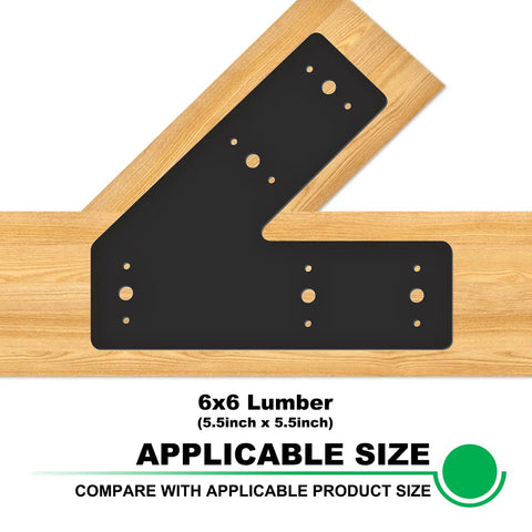 Beefy Heavy Duty 4 Pack 45 Degree Steel Pergola Brackets For Wood Beams 4x4 And 6x6 Lumber Powder Coated Black Truss Framing Post Mending Plate 10 Inch Long 3 Inch Wide One Eighth Inch Thick on 6x6 lumber