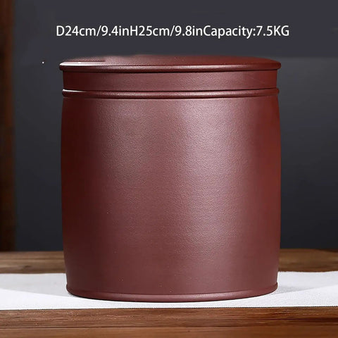 Heavy Hitter Ceramic Rice Jar Round With No Sweat Seal, Retro Large Capacity Airtight Grain Bucket, Real Deal Pantry Storage For Tea Coffee Beans And Snack Stash, High Fire Kiln Made, 9.4in diameter.