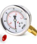 BPSSDI glycerin-filled low-pressure gauge, 0-30 psi, 2.5 inch dial, 1/4 inch NPT lower mount, stainless steel case.