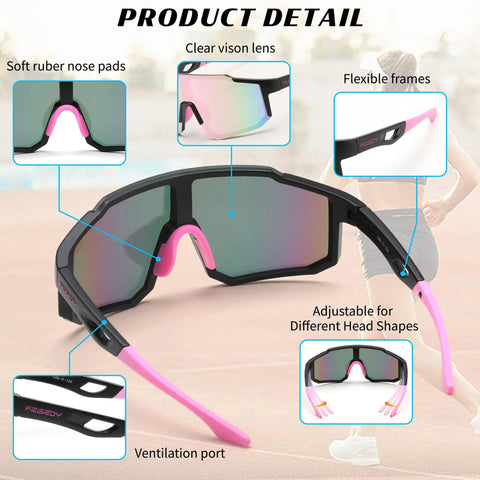 Top Tier Wrap Around Sports Sunglasses For Men And Women Drip In Style With Uv400 Eye Protection And Wide One Piece Lens - Adjustable design with soft rubber nose pads.