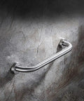 Heavy Duty Stainless Steel Bathroom Safety Grab Bar With A Tight No Slip Grip For Shower Or Tub Ada Compliant Beefy Handrail Support For Seniors Fly Brushed Finish Eighteen Inch Rig mounted on stone wall.