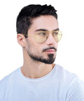 Classic Polarized Aviator Sunglasses With Gold Frames And Photochromic Grey Lenses, 58mm, Medium Fit For Men And Women, worn by man