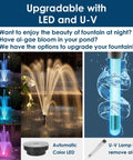 All In One Koi Pond Filter And Fountain Kit LED and U-V upgrade options for night fountain beauty and algae removal